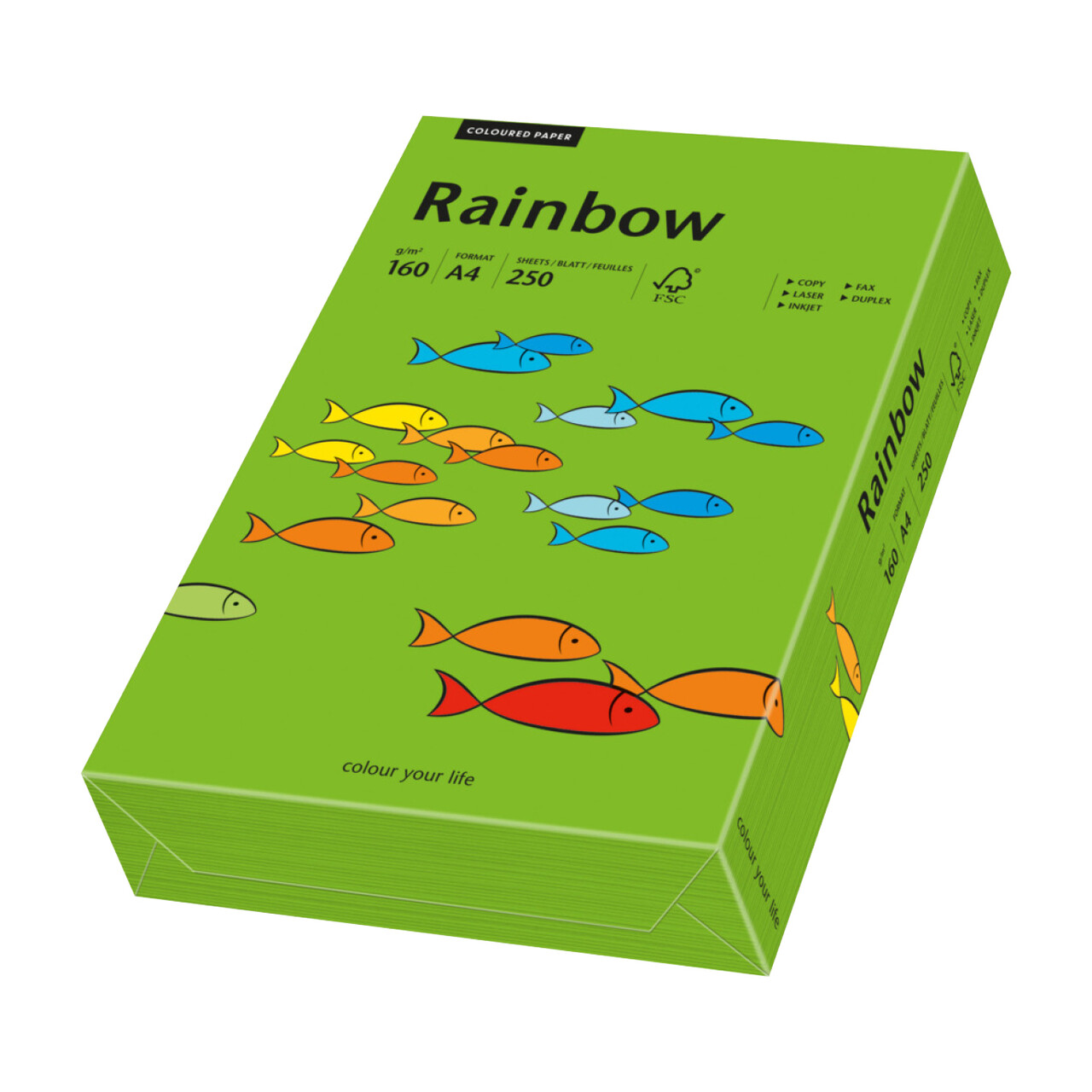 Rainbow kulørt kopipapir 160g. A4 mørk grøn 78, 250 ark