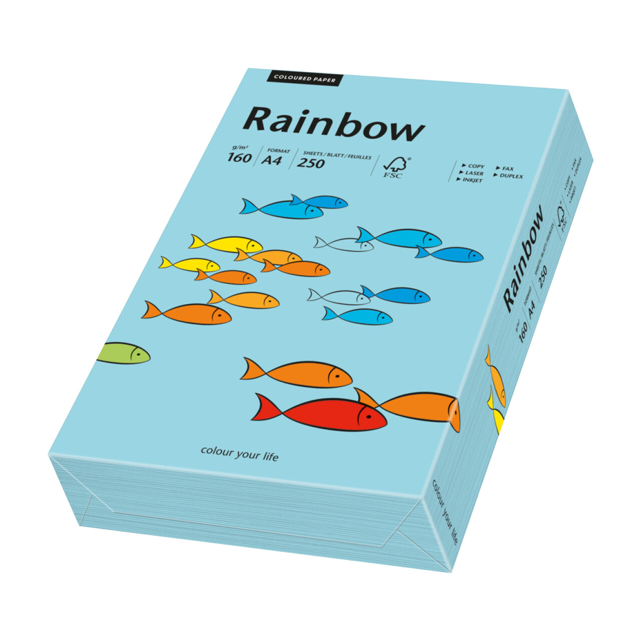 Rainbow kulørt kopipapir 160 g. A4 ocean blå 84, 250 ark