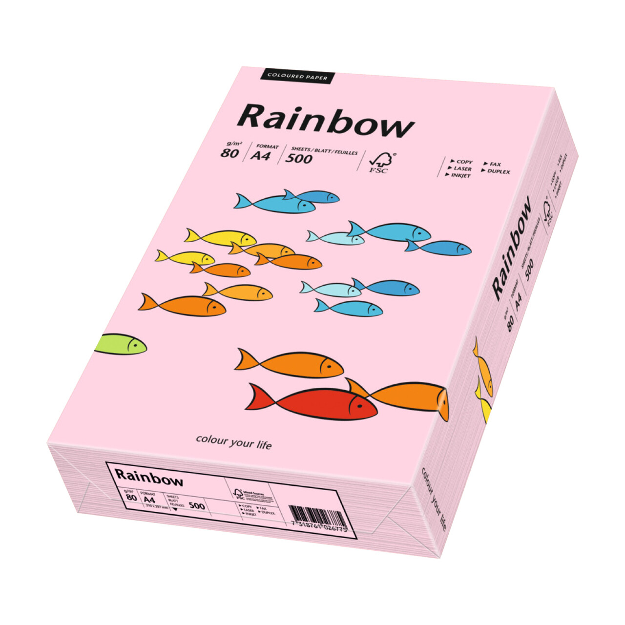 Rainbow kulørt kopipapir 80 g. A4 rosa