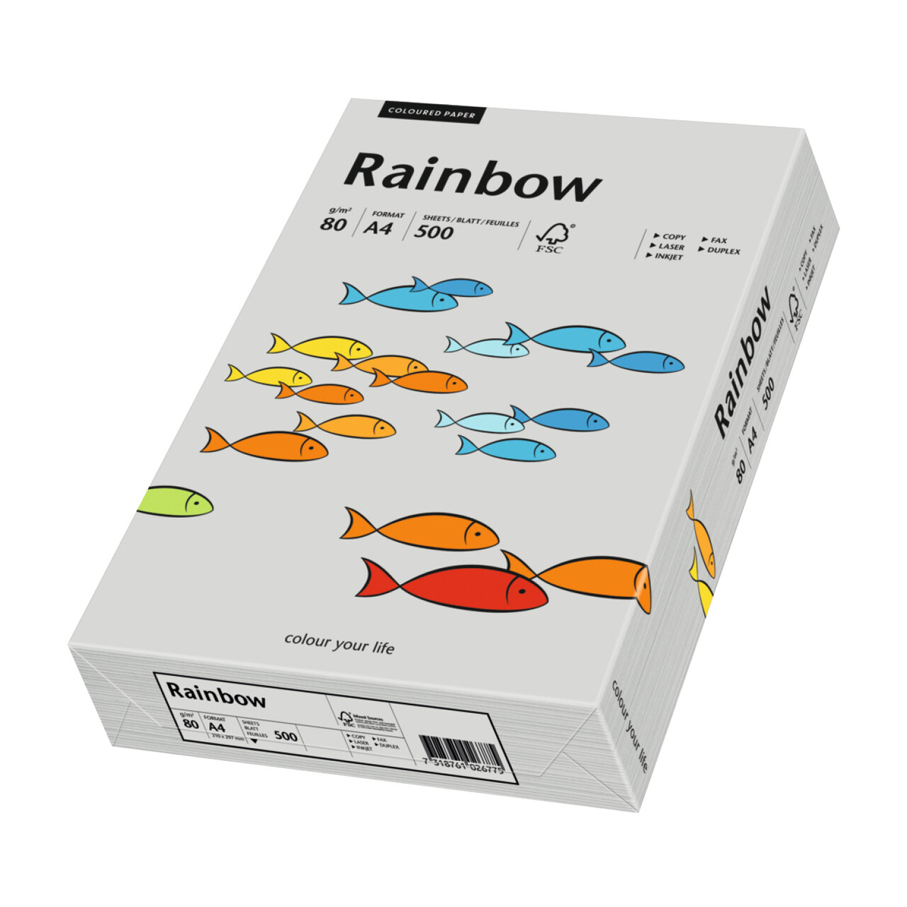 Rainbow kulørt kopipapir 80 g. A4 grå 96