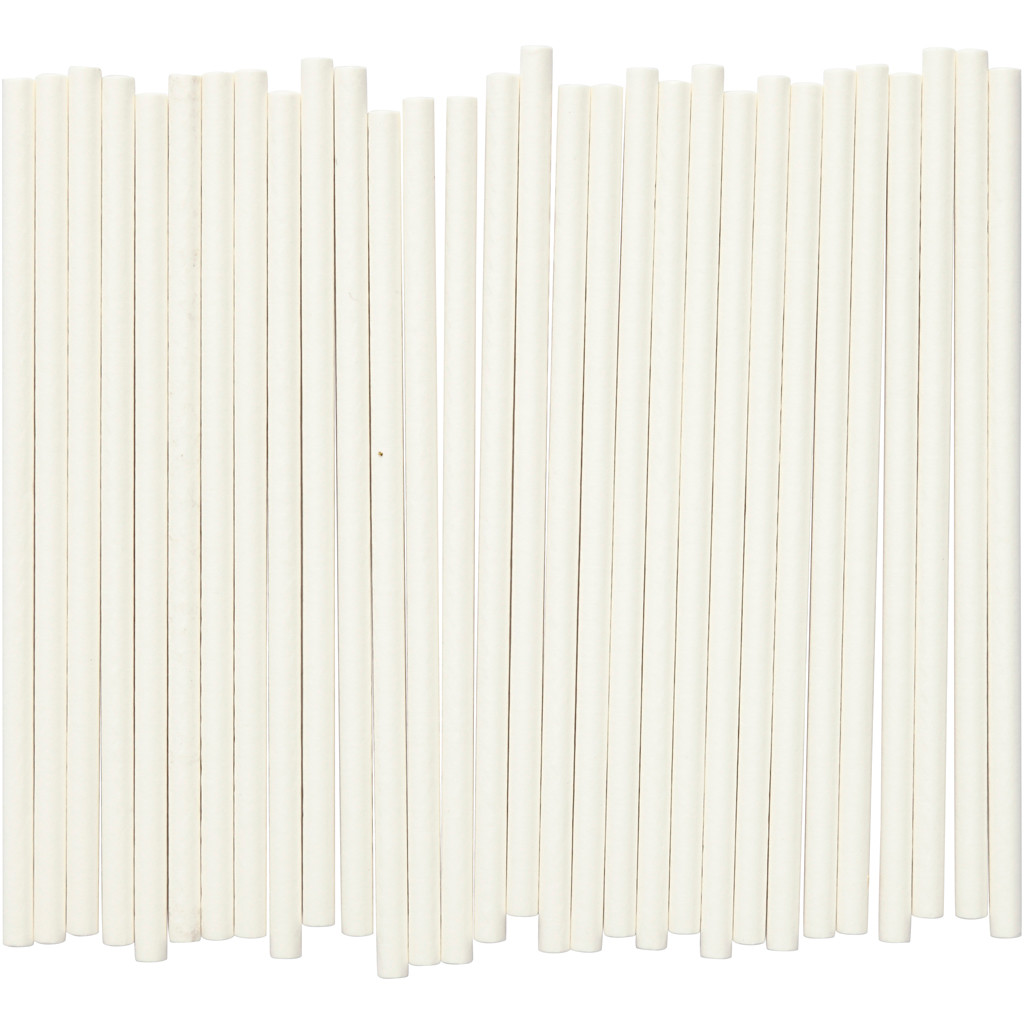 Slikkepinde, L: 10 cm, diam. 4 mm, hvid, 500stk.