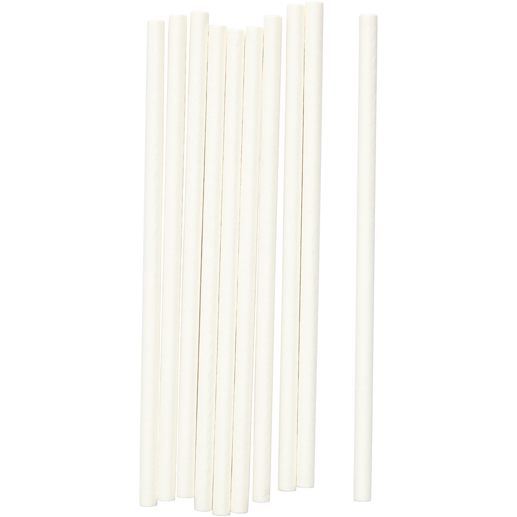 Slikkepinde, L: 10 cm, diam. 4 mm, hvid, 30stk.