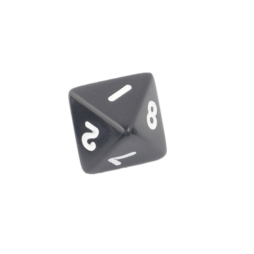 Billede af 8 sidet terning m/tal fra 1 til 8 - Sort/Hvid, 10 stk.