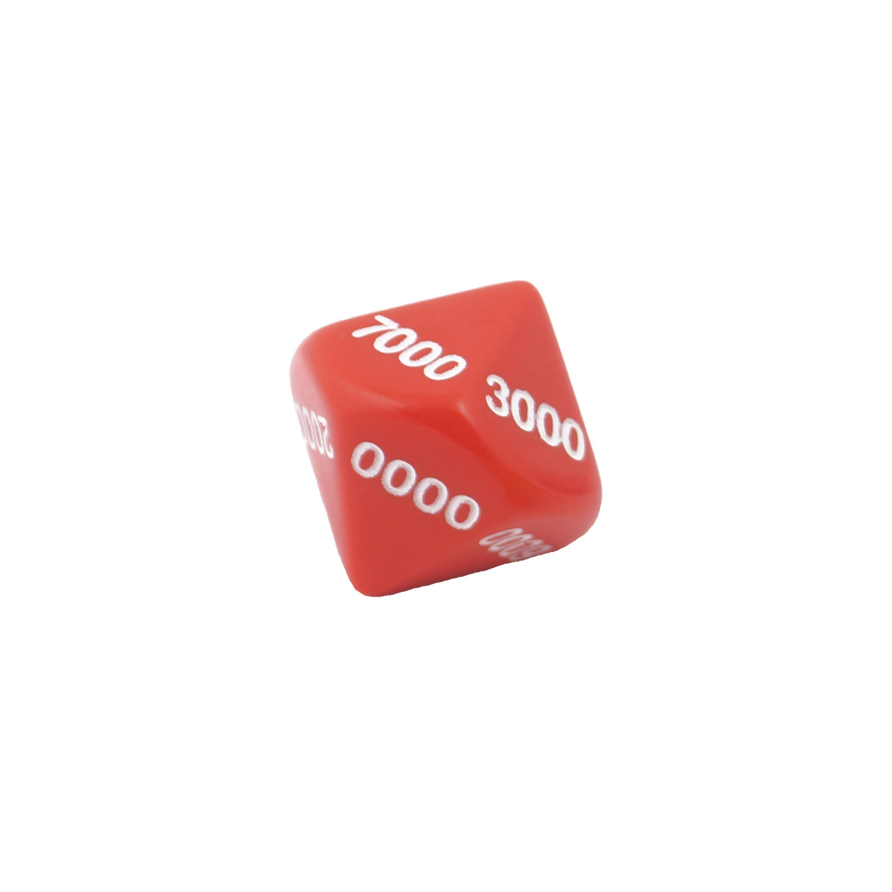 10 sidet terning med hele 1000'er- Rød/Hvid, 10 stk.