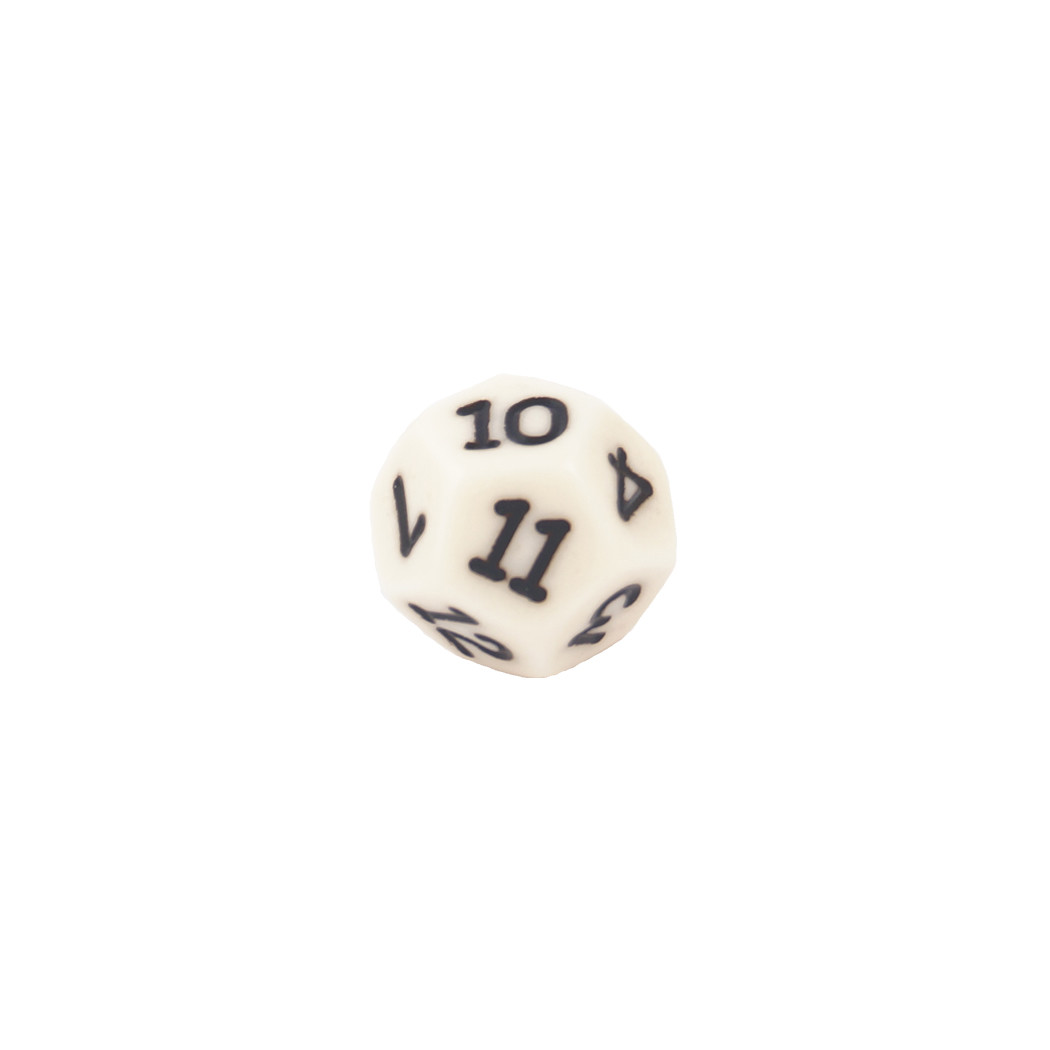 Billede af 12 sidet terning m/tal fra 1 til 12 - Beige/Sort, 10 stk.