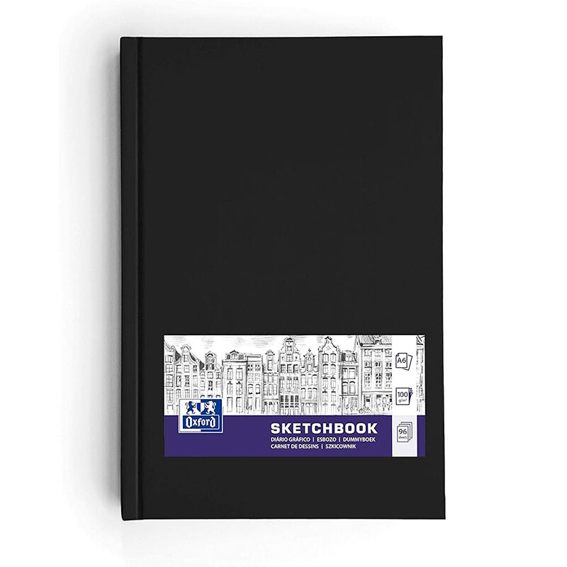 Oxford skitsebog A6, 96 ark, 100g, sort billede