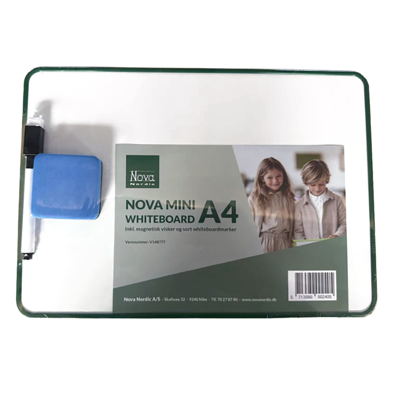 Nova mini whiteboard A4 m/visker og sort marker