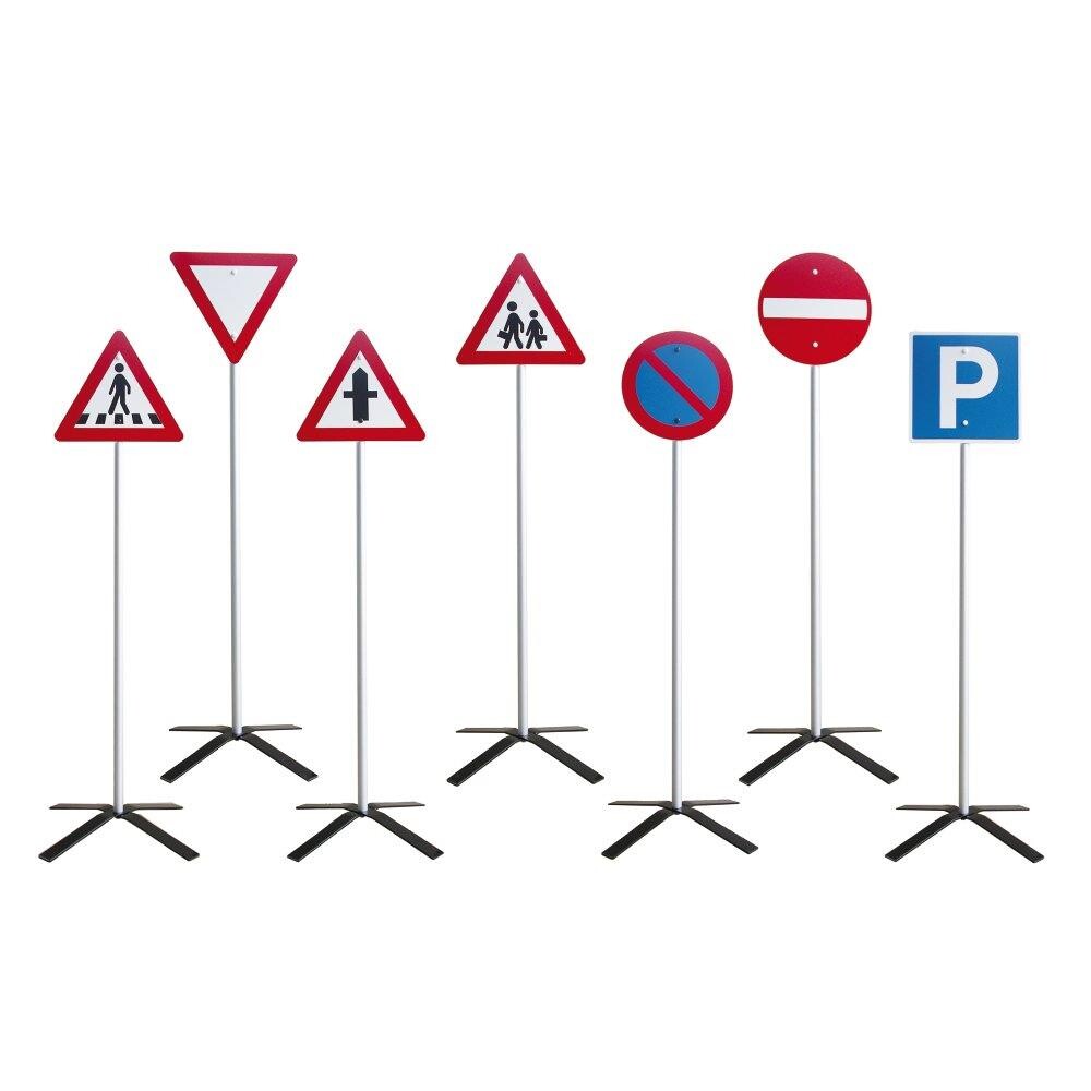 Færdselstavler - sæt á 7 skilte med fod