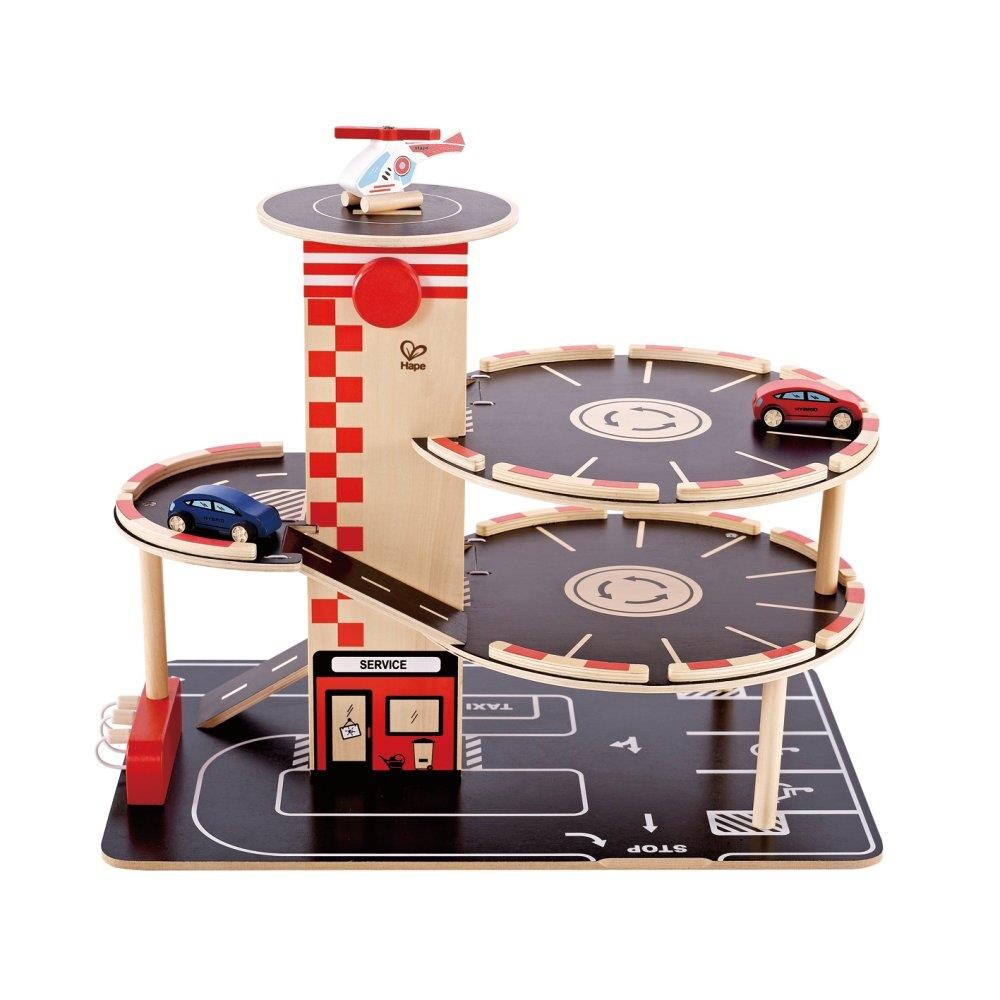 Hape Garage Træ Inkl Bil Helikopter