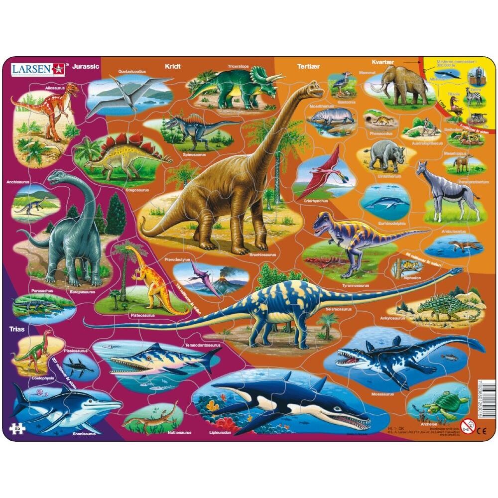 Billede af Puslespil i pap - Dinosaurer -85 brikker