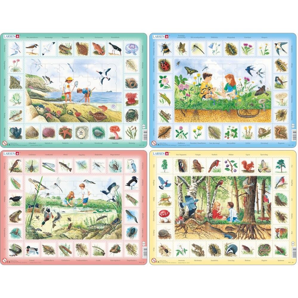 Puslespilssæt m 4 stk i pap - Naturen