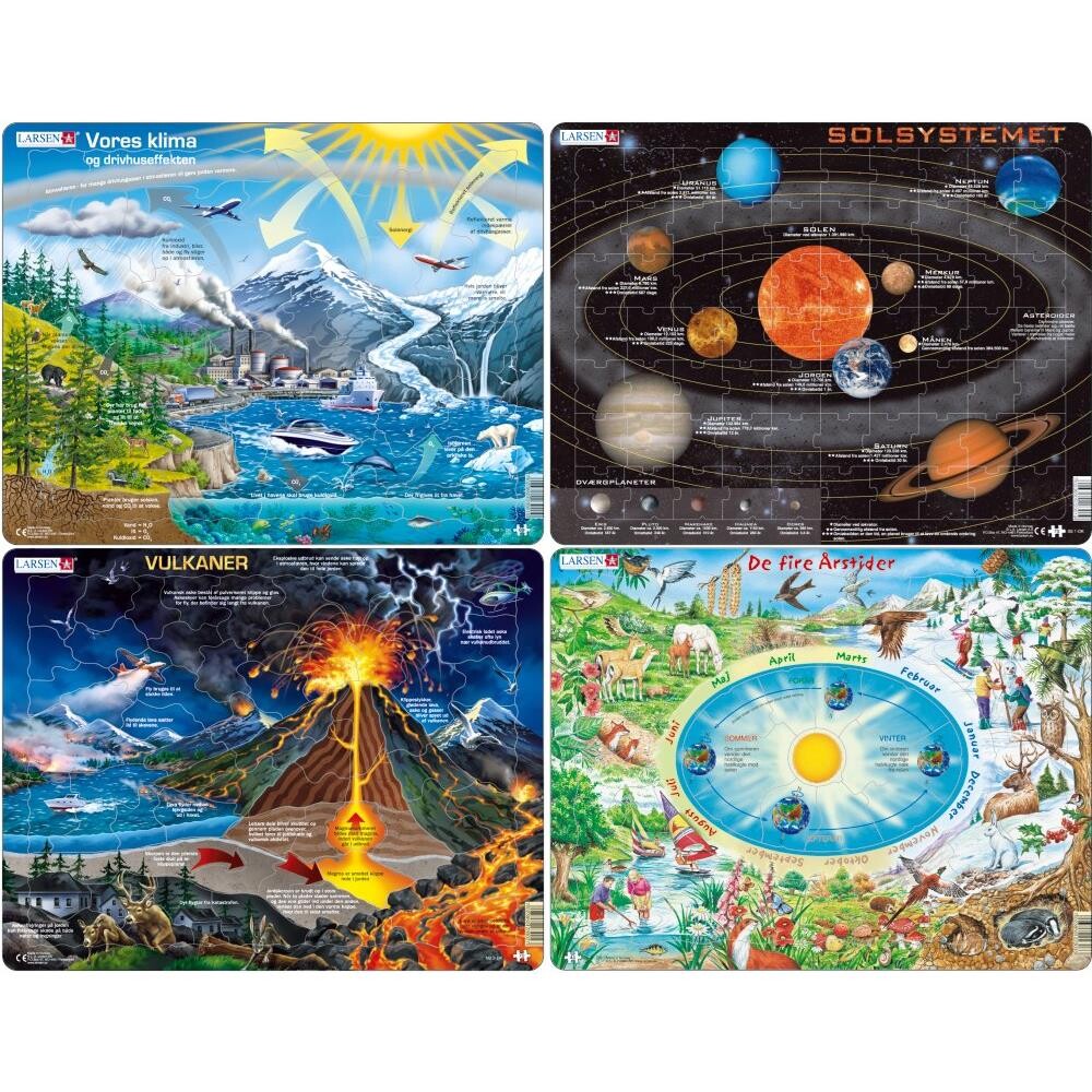 Puslespil i pap - Naturvidenskab -4 stk.