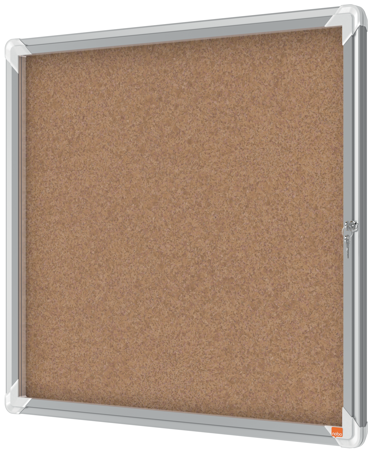 Nobo Premium Plus kork låsbart opslagsskab med hængslet låge 6xA4