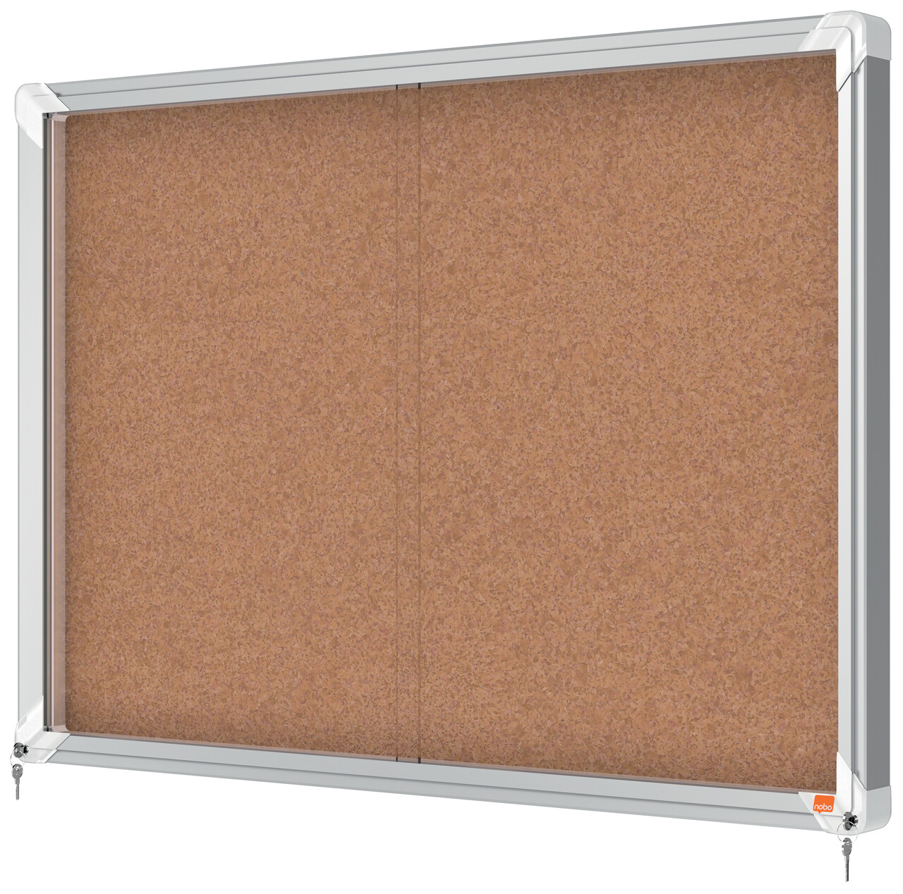 Nobo Premium Plus kork låsbart opslagsskab med skydelåge 8xA4 ark