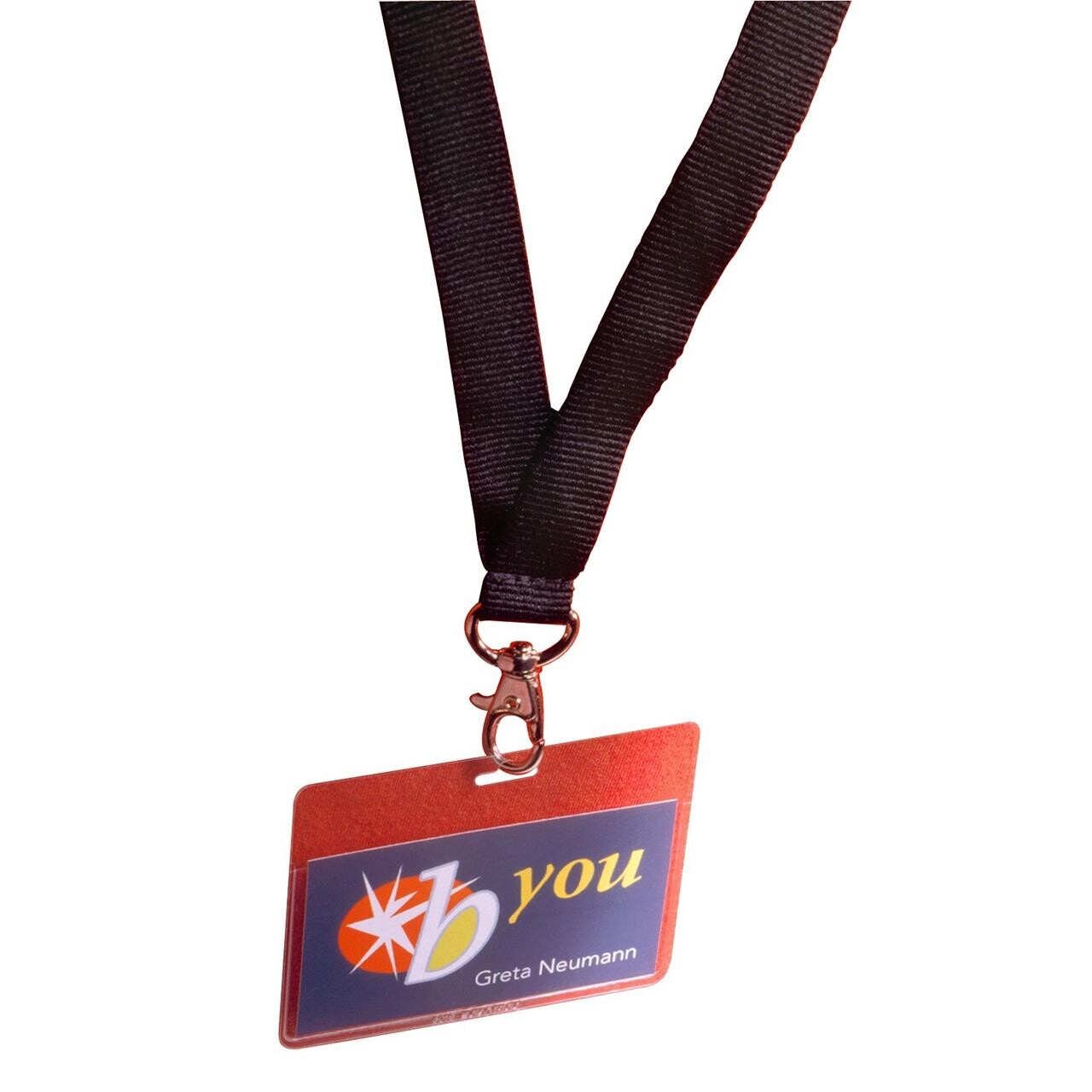 Navneskilt 60x90 mm med tekstilhalsbånd - (5 stk.)