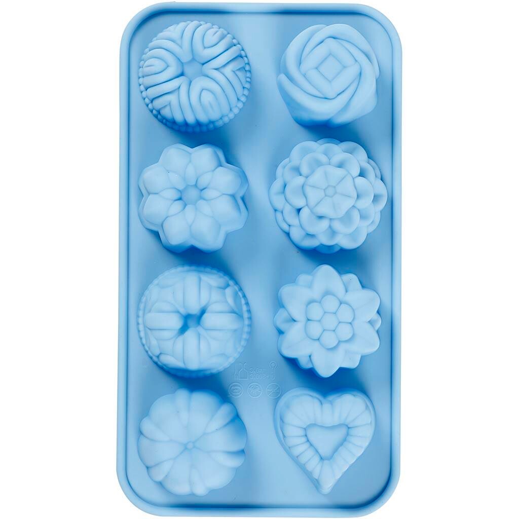 Silikoneform, hulstr. 40 x 45 mm - 25 ml, lys blå, sandkager billede