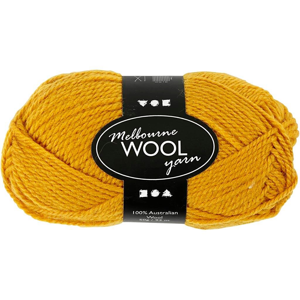 Uldgarn - Melbourne Wool - L 92 M - Mørk Gul - 50 G