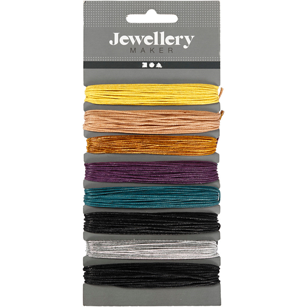 Bomuldssnor, tykkelse 1+1,5 mm, ass. farver, 8x5m billede