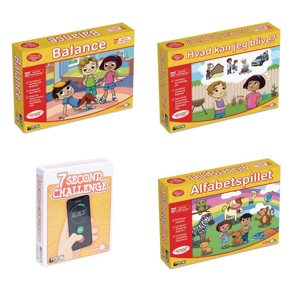Billede af Spil, 4 sjove indlæringspil - Fra 5 år +