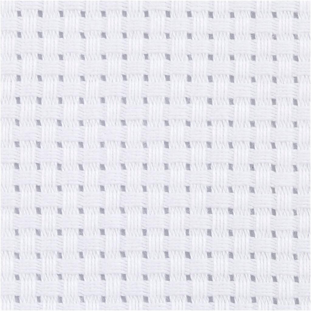 Aidastof, str. 50x50 cm, hvid, 35 tern pr. 10 cm, billede