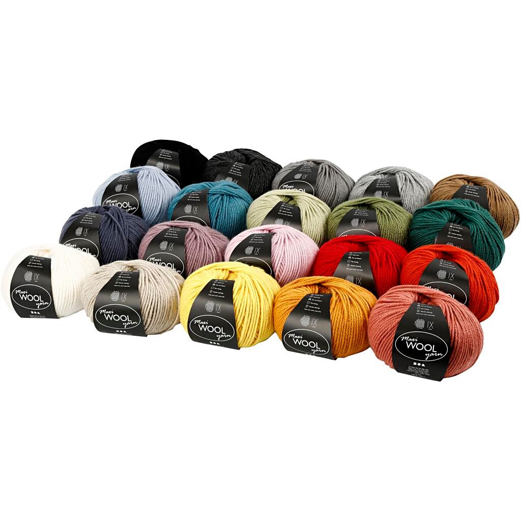 Maxi Wool uldgarn, L: 125 m, ass. farver, 20x100g billede