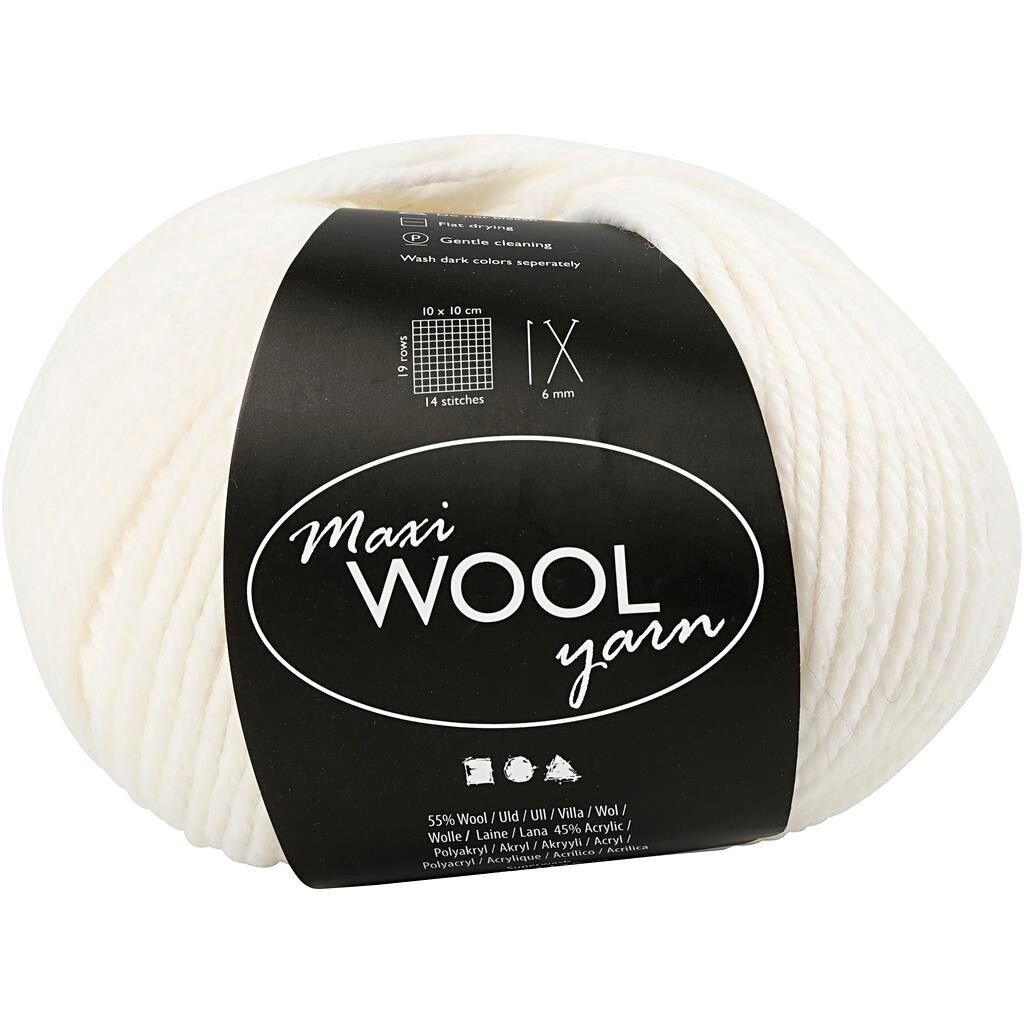 Maxi Wool uldgarn, L: 125 m, råhvid, 100g billede