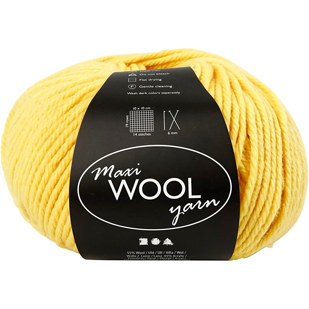 Maxi Wool uldgarn, L: 125 m, gul, 100g billede