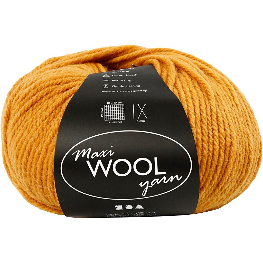 Maxi Wool uldgarn, L: 125 m, mørk gul, 100g billede
