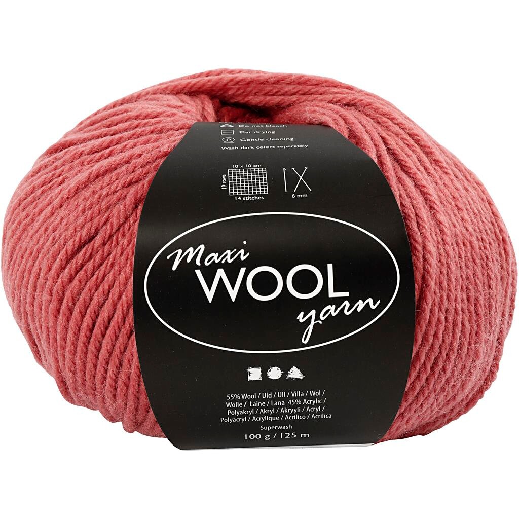 Maxi Wool uldgarn, L: 125 m, mørk rosa, 100g billede