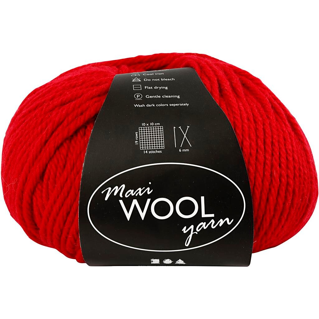 Maxi Wool uldgarn, L: 125 m, rød, 100g billede
