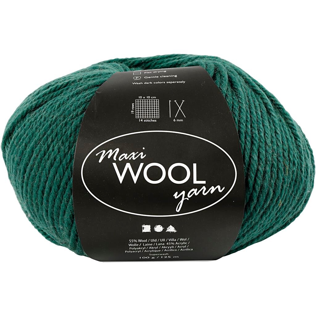 Maxi Wool uldgarn, L: 125 m, grøn, 100g billede