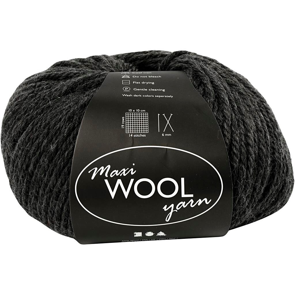 Maxi Wool uldgarn, L: 125 m, mørk grå melange, 100 billede
