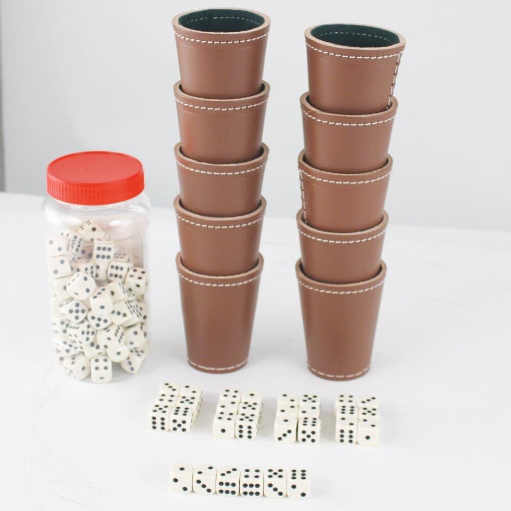 Raflebæger 10 stk. og 100 terninger