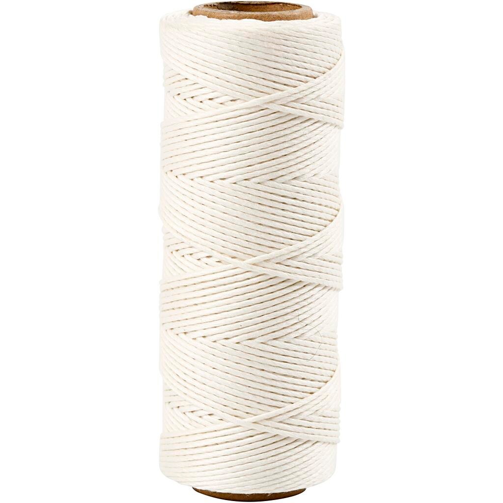 Bambussnor, 1 mm - Hvid, 65 M, 1 Rl.