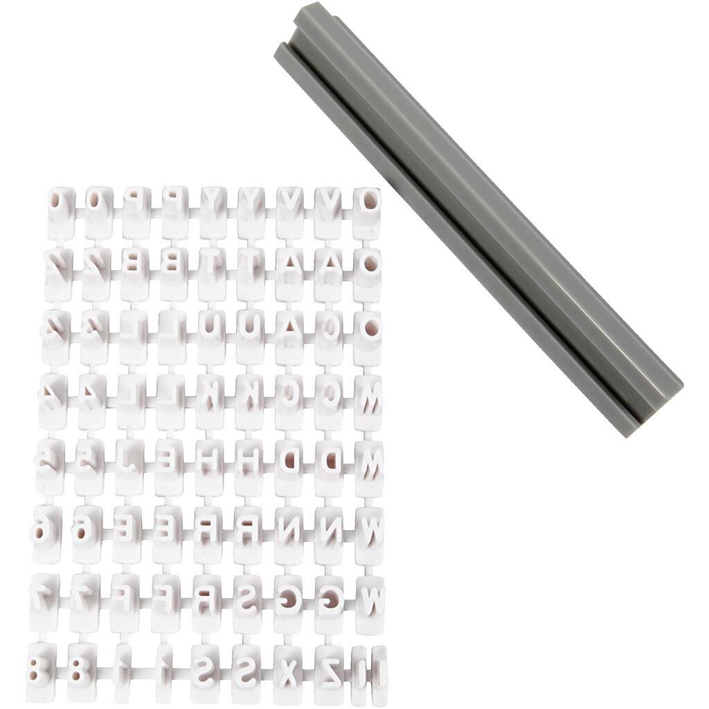 Stempelsæt, H: 6 cm, hvid, bogstaver, tal, 1sæt billede