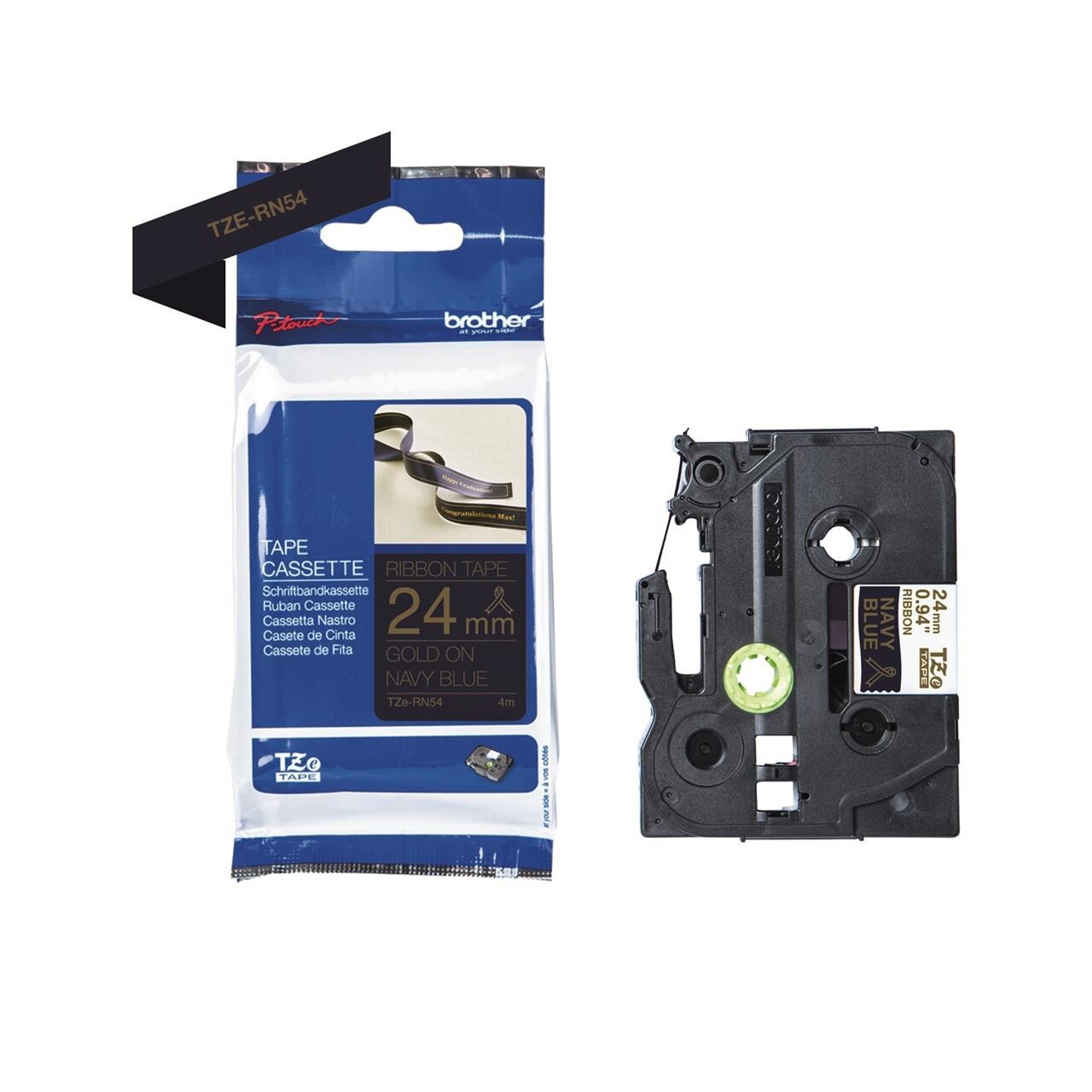Brother Labeltape TZe-RN54, 24mmx guld/mørkeblå sa billede