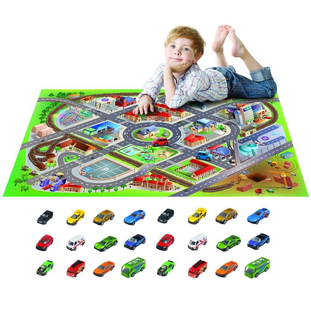 Legetæppe, By/Trafik + 24 metalbiler