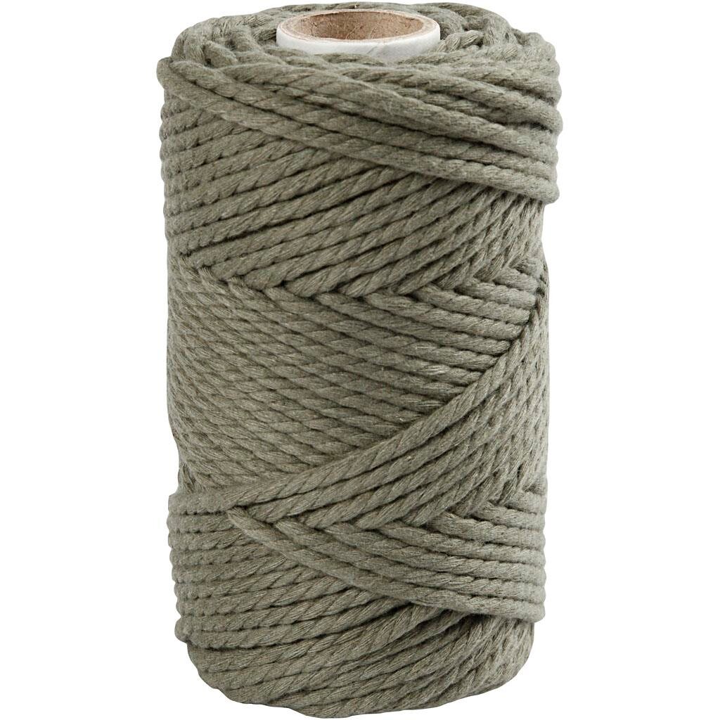 Macramé-reb, 330g, 4 mm. 55 meter, mos grøn billede