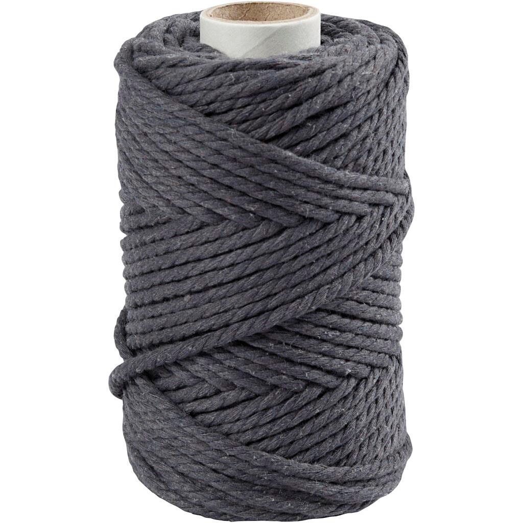 Macramé-reb, 330g, 4 mm. 55 meter, grå billede