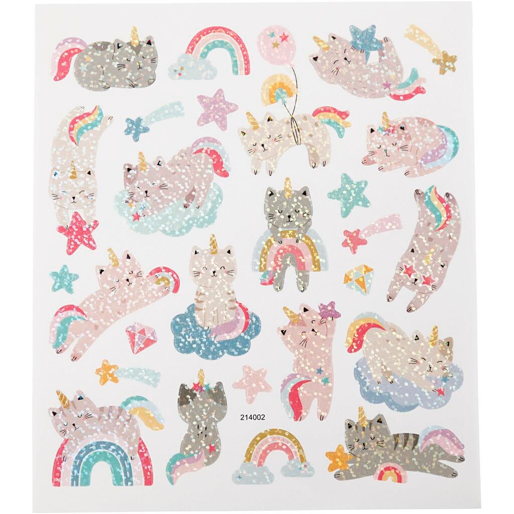 Stickers, unicorn katte, 15x16,5 cm billede