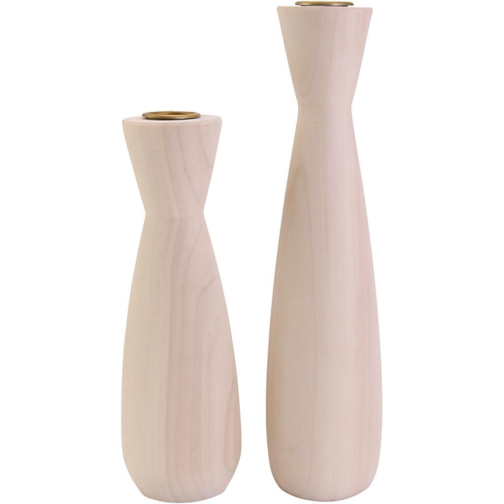 Lysestager i træ, 12 stk./ 1 pk.