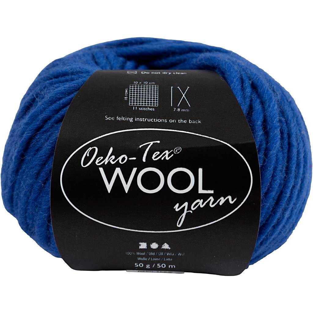 Uldgarn - Oeko Tex - L 50 M - Blå - 50 G