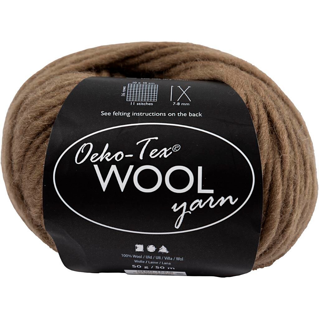 Uldgarn - Oeko Tex - L 50 M - Lys Brun - 50 G