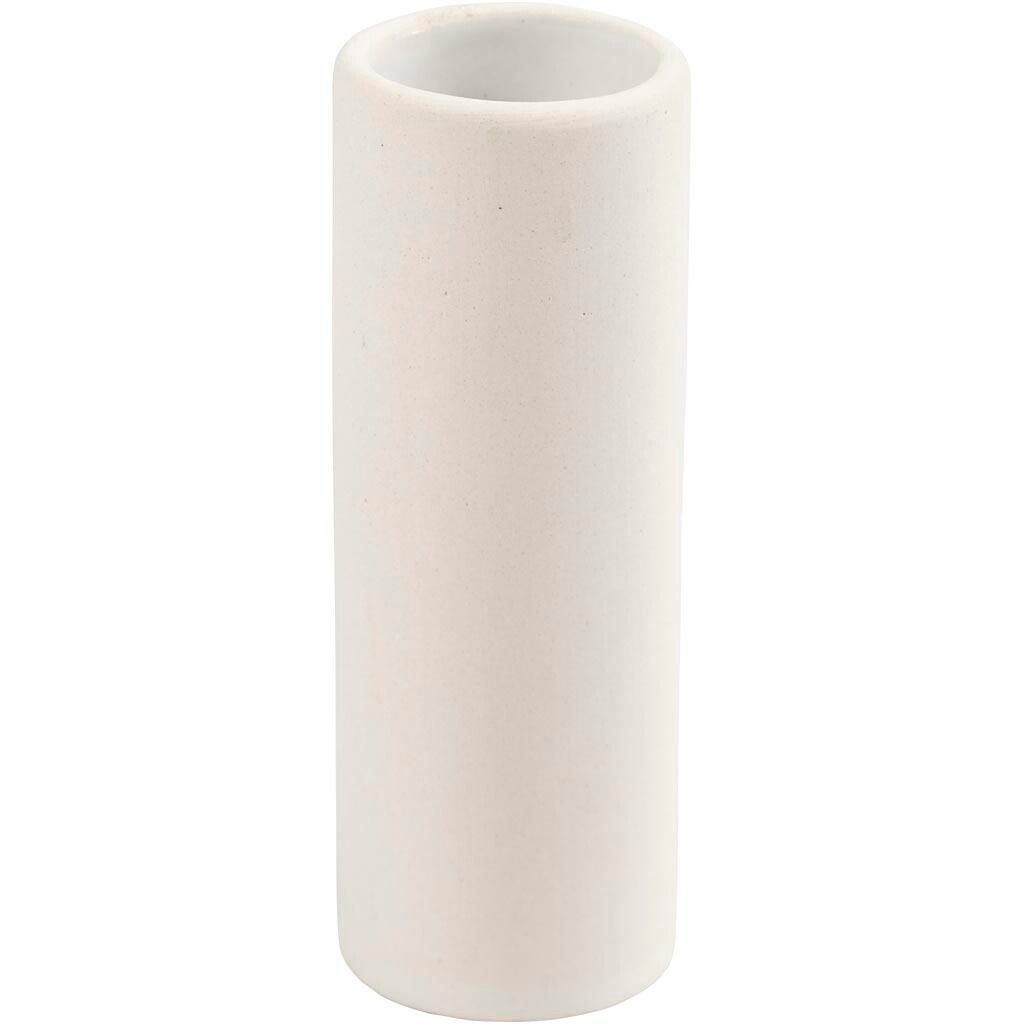 Vase, H: 11 cm, diam. 4 cm, hvid, 1 stk. billede