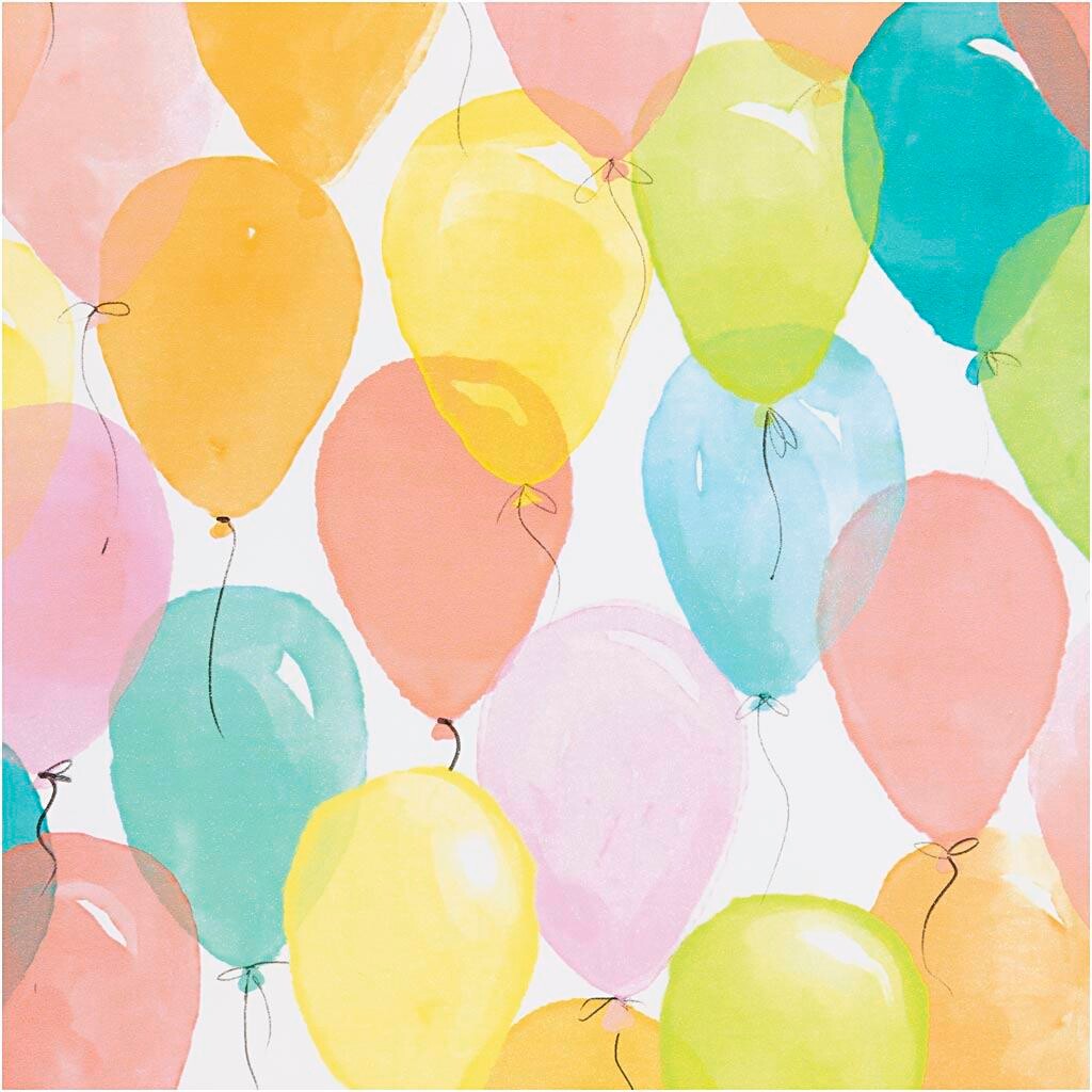 Gavepapir, Balloner, B: 50 cm, 80 g, pastelfarver, billede