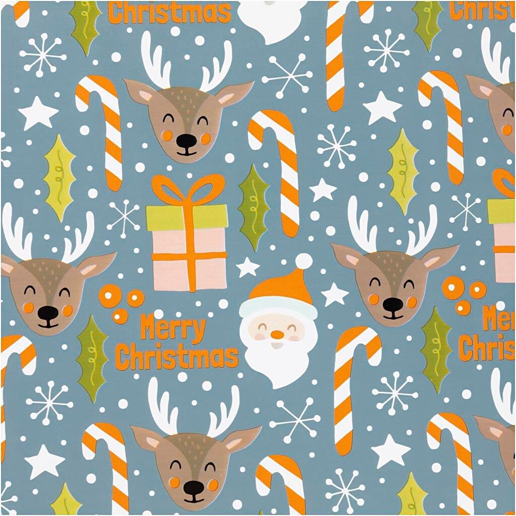 Gavepapir, Julemand, B: 50 cm, 80 g, 100 meter pr. rulle billede