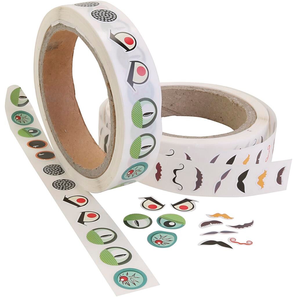 Klistermærkeøjne, Øjne/overskæg, diam. 17 mm, 2000 billede