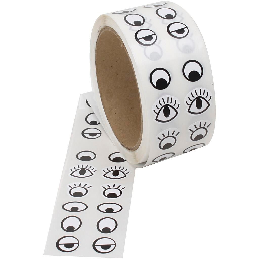 Klistermærkeøjne, sort, hvid, 2000 stk./ 1 pk. billede