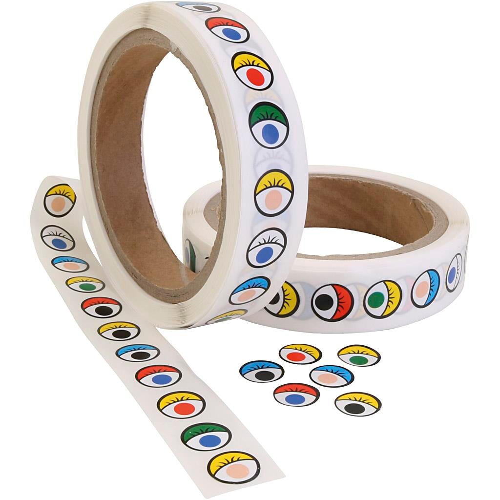 Klistermærkeøjne, diam. 13 mm, ass. farver, 2000 s billede