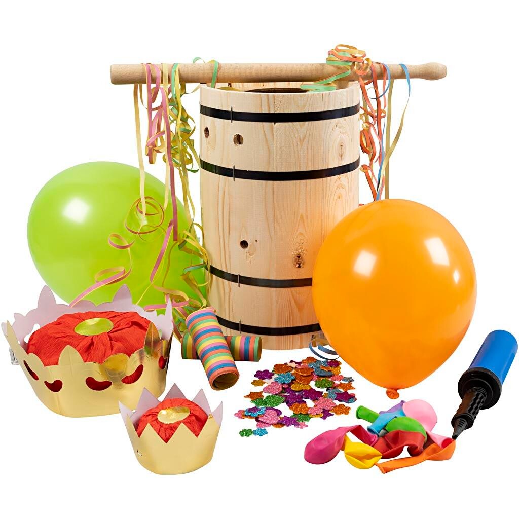 Fastelavnstønde inkl. dekosæt, fyr, H: 38 cm